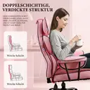 Ckaff Chaise de bureau ergonomique en cuir PU avec repose-pieds, soutien lombaire, dossier haut réglable et capacité de charge 200 kg - Rose image 1