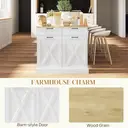 HOMCOM Sideboard with Tilt-out Trash Bin, Farmhouse Kitchen Sideboard with 2 Drawers, Adjustable Shelves, Door Racks and Wood-effect Top, Freestanding Storage Cabinet for Kitchen, Dining Room, White image 6