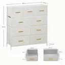HOMCOM Chest of Drawers with 9 Fabric Drawers, Boucle Storage Organiser with Steel Frame, Fabric Dresser for Bedroom, Living Room, Hallway, Cream White image 2