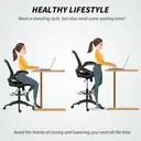 Vinsetto Drafting Chair with Flip-up Armrest, 360 Degree Swivel Mesh Office Stool with Foot Ring, Height Adjustable Chair for Standing Desk, Black image 8