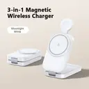 Rexsun 3 in 1 Foldable Magnetic Wireless Charging Station, 15W Fast for MagSafe Charger, Travel Size for iPhone 16/15/14/13/12, Apple Watch, AirPods, Adapter Not Included, T18, White image 9