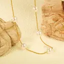 18K PVD Gold Stainless Steel Pearl Station Necklace, 42+5cm Elegant Beaded Choker image 1