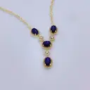 18-Inch Women's 18K Gold Plated Teardrop Pendant Necklace with Blue Accents image 4