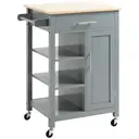 HOMCOM Compact Kitchen Trolley Utility Cart on Wheels with Open Shelf & Storage Drawer for Dining Room, Kitchen, Grey image 0