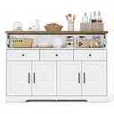 Buffet De Cuisine Avec Rangement-meubles De Cuisine Bas Avec 4 Portes Et 3 Tiroirs-Blanc image 0