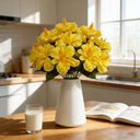 Yuejia Lot de 3 bouquets de fleurs artificielles en soie hibiscus tropical jaune - 45 cm image 3