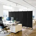 COSTWAY 6 Panel Room Divider on Wheels - Black image 8