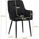 CLIPOP Dining Chairs Set of 2 Velvet Armchairs Kitchen Chairs with Backrest and Metal Legs Occasional Padded Leisure Accent Chairs for Dining Living Room 0430 velvet black 43.5*51.5*87.5cm image 2