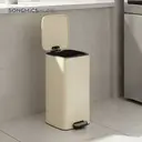 SONGMICSHOME  Trash Can, 8-Gallon Trash Bin, Stainless Steel Kitchen Garbage Can, Sand Beige image 2