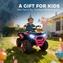 AIYAPLAY 12V Kids Electric Ride on ATV, Battery Powered Quad Bike with 4 Suspension Wheels, Forward Reverse Function Pink image 4