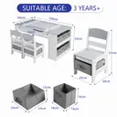 GRAVFORCE Kids Art Table and Chair Set, Wooden Toddler Craft Easel Desk with 2-Tier Open Shelf, Storage Bins, Paper Roll, Paint Cups, Children Play Activity Furniture Grey image 8