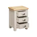 Bedside Table Windermere 3 Drawers Oak Top Grey/Natural image 3