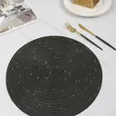 Lot de 6 sets de table ronds en polyester et coton tissé effet pailleté, diamètre de 38 cm - Noir image 1