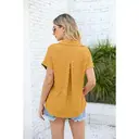 Women's Short Sleeve Shirts V Neck Collared Button Down Shirt Tops with Pockets (orangered, XL) image 1