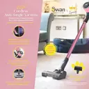 Swan TV's Queen of Clean Cordless Anti-Tangle Vacuum Cleaner, 22.2V, 2 Speed Settings, Pet Tool - Pink, SC15827QOC image 6