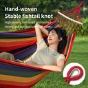 ochama x J.ZAO Hamac de Jardin 2 Personnes Arc-en-Ciel 200x150cm, Hamac Suspendu avec Barres de Bois, Toile en Coton Respirante, Charge 150kg, pour Camping, Terrasse et Balcon, Inclus 2 Sangles et Sac de Transport image 3