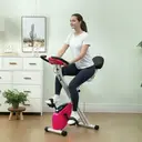 HOMCOM Vélo d'Appartement Magnétique Pliable - Collaboration Aosom.fr x FFHandball - Vélo de Fitness en X Silencieux pour Sport Maison et Cardio-training - Écran LCD & Capteur Pouls, Rose image 1
