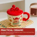 Mug du Nouvel An Chinois avec Couvercle  
Mug en Céramique Rouge 400ml avec Motif « Get Rich », Tasse Cadeau Thématique pour Boissons image 2