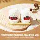 Chinese Style Ceramic Canister Set, White Porcelain Storage Jars with Bamboo Tray for Kitchen Countertop
2-Piece Ceramic Seasoning Jar Set, "Abundance Every Year" Chinese Blessing, with Bamboo Tray​ image 3