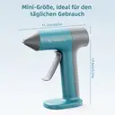 TILSWALL Kabellose Heißklebepistole mit (20 Stück) 7 x 140 mm Klebesticks, Mini wiederaufladbare Heißklebepistole USB-C, 30 s schnelles Aufheizen, Tropfstopp-Düse, ideal für DIY, Basteln & Reparaturen – Blau image 3
