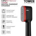 Tower Ceraglide Handheld Garment Steamer with Ceramic Soleplate, 1400W - Black and Red, T22038RED image 2