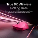 RAPOO VT2 MAX Wireless Gaming Mouse, True 8K Wireless Polling Rate, 53g Lightweight, Up to 750 Hr Battery, Nordic nRF54L15 MCU, 120-Million Optical Switch, 10 Programmable Buttons, Macro Enabled - Pink image 3