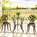 Outsunny 3 Pieces Outdoor Bistro Set, Vintage Patio Furniture Set with Round Table, Umbrella Hole and Chairs, for Garden, Balcony, Brown image 8