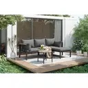 Garden furniture set, corner set, sofa + coffee table + footstool, galvanized steel tube, glass table top, suitable for gardens, swimming pools and other outdoor areas, grey  image 3