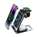 Rexsun 3 in 1 Foldable Wireless Charging Station, Aluminum Alloy Wireless Charger Stand for Multiple Apple Devices - Travel Size for iPhone, Apple Watch, AirPods, Adapter Not Included, T8, Black image 8