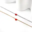 Red Heart Charm Bracelet, 18K PVD Gold Plated Stainless Steel, 17+3cm image 4