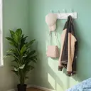Coat Hooks, with 4 Double Metal Hooks, 40*11*7 cm, White image 2
