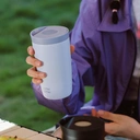 Bottle Bottle Insulated Travel Mug 350ml Stainless Steel Office Coffee Cup with Push Button Lid Keeps Cold and Hot for 8 Hours (Blue) image 1