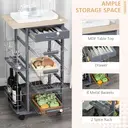 HOMCOM Rolling Kitchen Cart, Utility Storage Cart with 4 Basket Drawers & Side Racks, Wheels for Dining Room Grey image 3