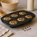 Bakeware 6 Cup Black Silicone Muffin Mould image 1
