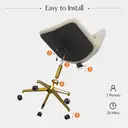 HULALA HOME Vanity Chair with wheels Criss Cross Legged Armless Adjustable Height Velvet Swivel Chair for Home Office Bedroom, Ivory image 1