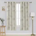 Deconovo Blackout Silver Foil Print Small Check Pair Curtains with 6 White Grommets, 2 Pieces, W97 cm x L114 cm, Light Beige image 1