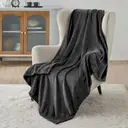 Bedsure Flannel Blanket - Solid Grey, Black, 150x200cm, 1 pc, 100% Polyester image 1