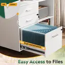 DEVAISE Rolling Container with 3 Drawers and Open Shelves, Mobile Filing Cabinet with Wheels, Printer Table for DIN A4/Legal/Letter, Lockable Cabinet for Office and Home Office, White image 4