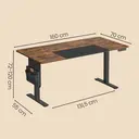 Ochama x SONGMICS Bureau Réglable en Hauteur, 160 x 70 cm, Fonction Mémoire, Port USB-C, Marron et Noir image 2