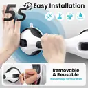 TAILI Poignées de douche pour personnes âgées à ventouse, lot de 2 barres d'appui de douche de 12 pouces pour seniors, barres d'appui pour baignoires et douches, poignée de sécurité amovible sans perçage, Noir image 3