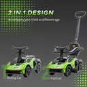 AIYAPLAY Licensed 2 in 1 Baby Ride on Push Car Toddler Push Along Car with Parent Handle Foot To Floor Slider with Horn Steering Wheel NO POWER for 1 - 3 Years, Green image 7