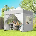 Outsunny 3 x 3 m Pop Up Gazebo with Sidewalls, UPF50+ Heavy Duty Outdoor Garden Party Tent Marquee Wedding Awning Canopy Instant Event Shelter with 4 Sandbags, Wheeled Carry Bag, Silver Grey image 1