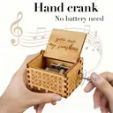 Alphynix 1pc Hand-Cranked Music Box, "You Are My Sunshine" Engraved Interior, Wooden Retro Musical Gift with Carved Floral Patterns image 1