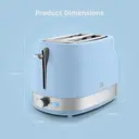 Swan Retro Revive 2 Slice Toaster, Hidden Cord Storage, Vintage, Variable Width Slots, 930W, Coated Stainless Steel, Blue with Chrome Accents - ST19028BLU image 6