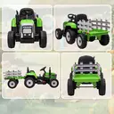 HOMCOM Kids Electric Car, 12V Electric Ride on Tractor and Trailer with Detachable Trailer Remote Control, USB, Horn, Lights, image 1