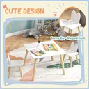 AIYAPLAY 3 Pieces Toddler Table and Chair Set, Kids Desk and 2 Chairs Set with Cute Bunny Ear Backrest, Wooden Legs, for Nursery, Playroom, Classroom - White image 8