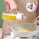 BJ Flacon à huile en verre 630 ml, ouverture et fermeture automatique, pour huile, sauce, vinaigre et assaisonnement, blanc image 7
