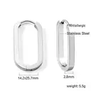 Silver Tone Stainless Steel Oval Hoop Earrings, 25.7mm Minimalist Geometric Huggie Hoops image 2