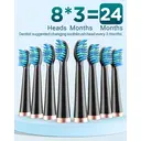 Coulax Hollow-Cup Sonic Electric Toothbrush - 40,000 VPM, 5 Modes, 120-Day Battery, 8 DuPont Brush Heads, Travel Case & Stand - Black image 2