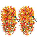 Yuejia Lot de 4 bouquets suspendus de fleurs artificielles en soie pétunia orange et jaune - 76 cm image 8